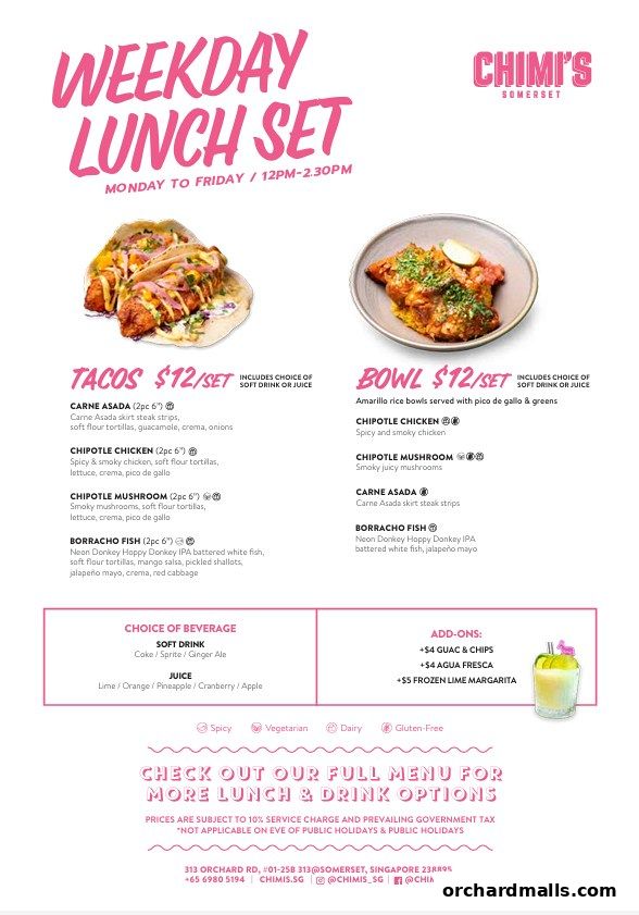 Menu page for Chimis Somerset
