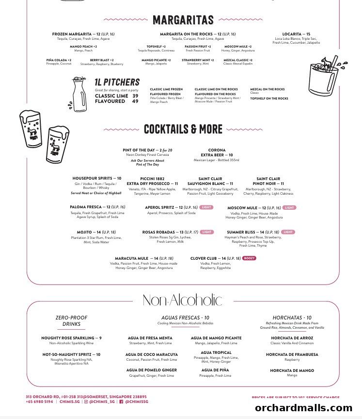 Menu page for Chimis Somerset