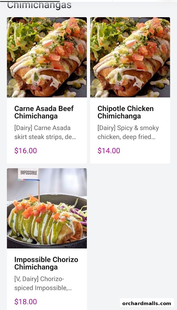 Menu page for Chimis Somerset