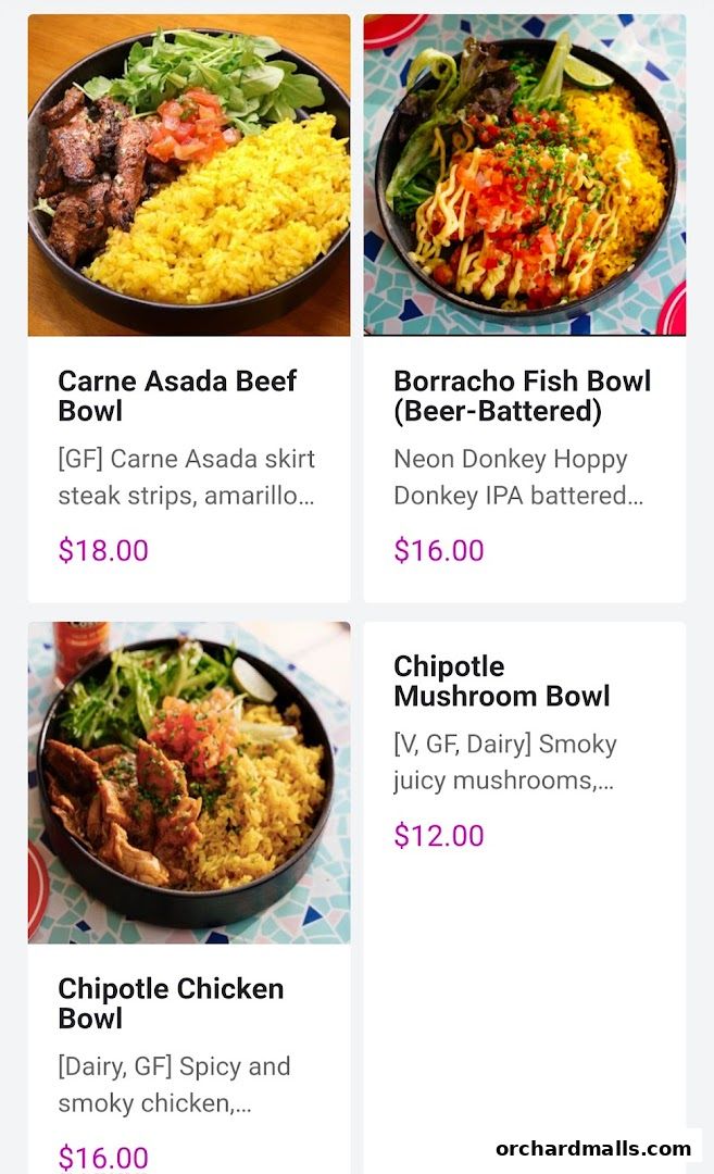 Menu page for Chimis Somerset