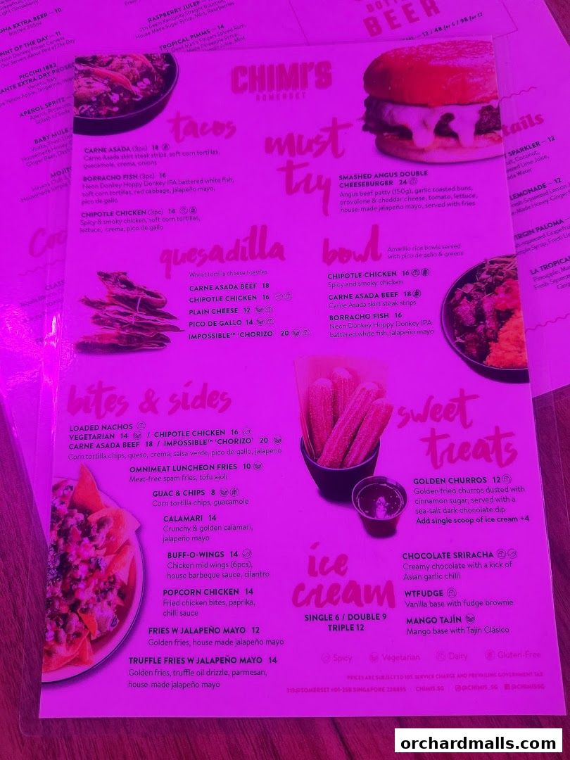 Menu page for Chimis Somerset