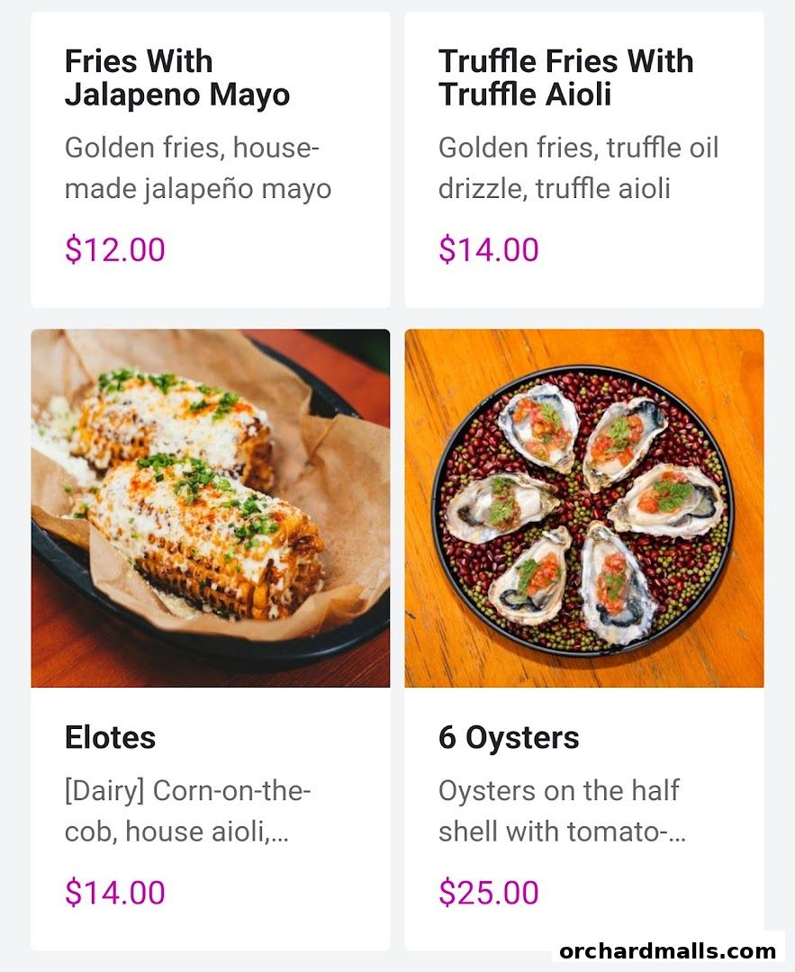 Menu page for Chimis Somerset