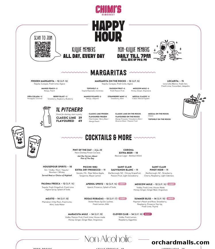 Menu page for Chimis Somerset