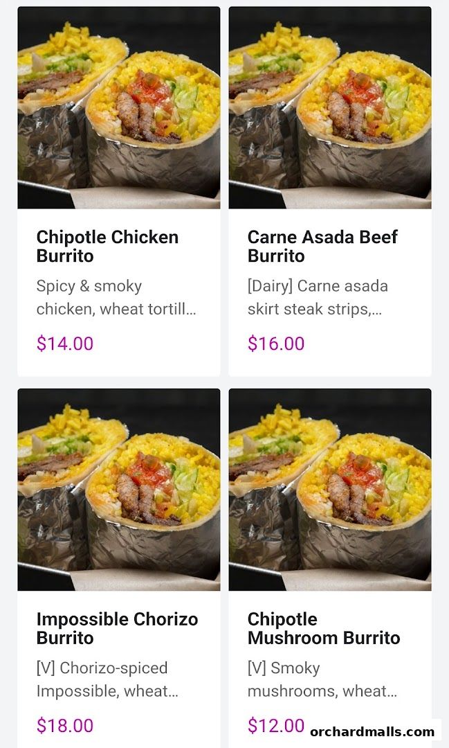 Menu page for Chimis Somerset