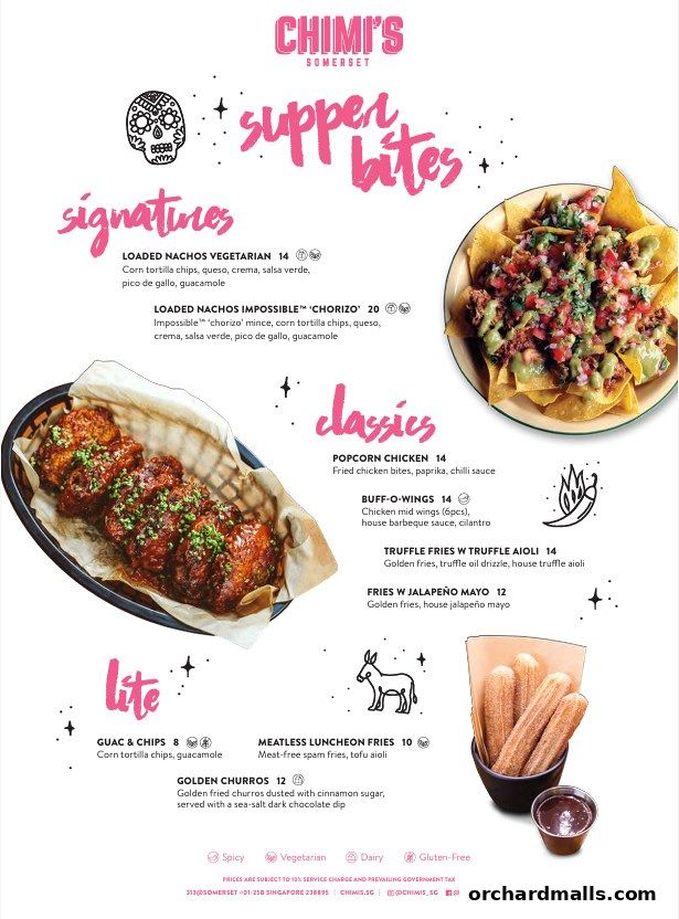 Menu page for Chimis Somerset