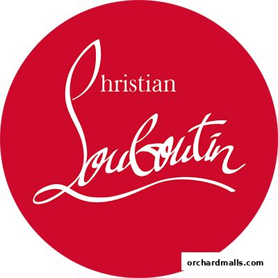The iconic Christian Louboutin logo in white script on a vibrant red background.