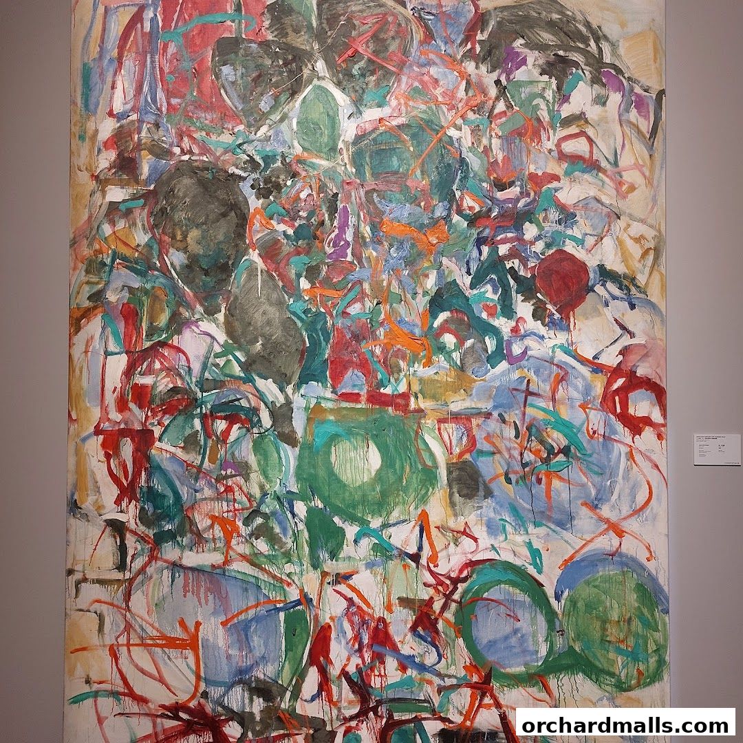 A large, vibrant abstract expressionist painting with bold brushstrokes and a chaotic yet harmonious composition.