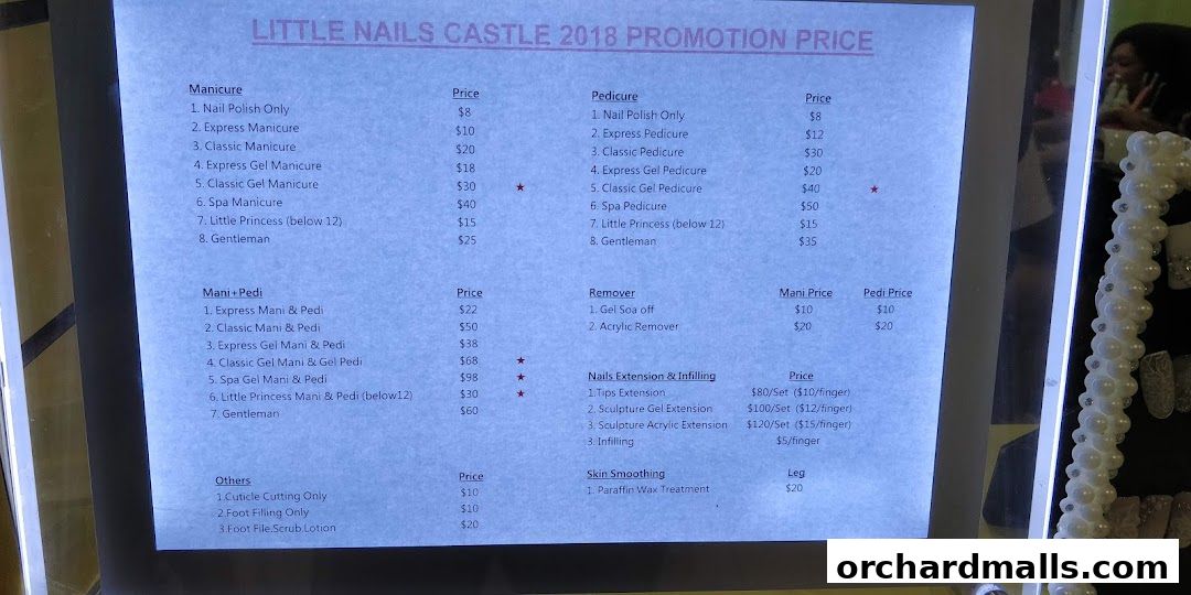 Menu page for Cin City Nails