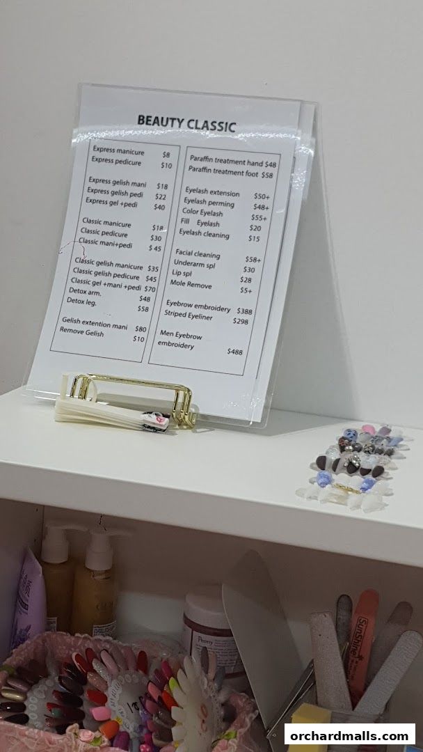 Menu page for Classic Beauty B.C. Hair Salon