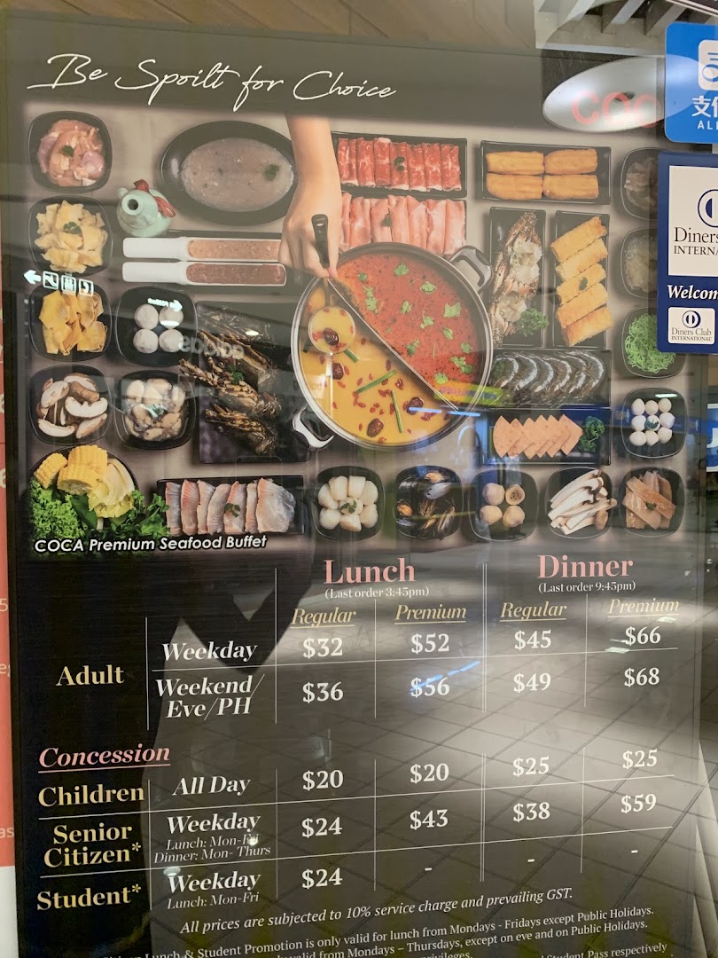 Menu page for COCA  Takashimaya S.C.