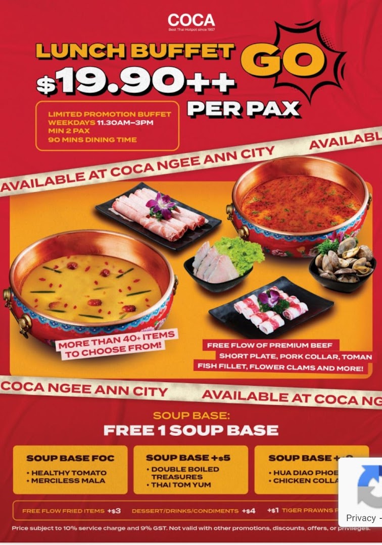 Menu page for COCA  Takashimaya S.C.