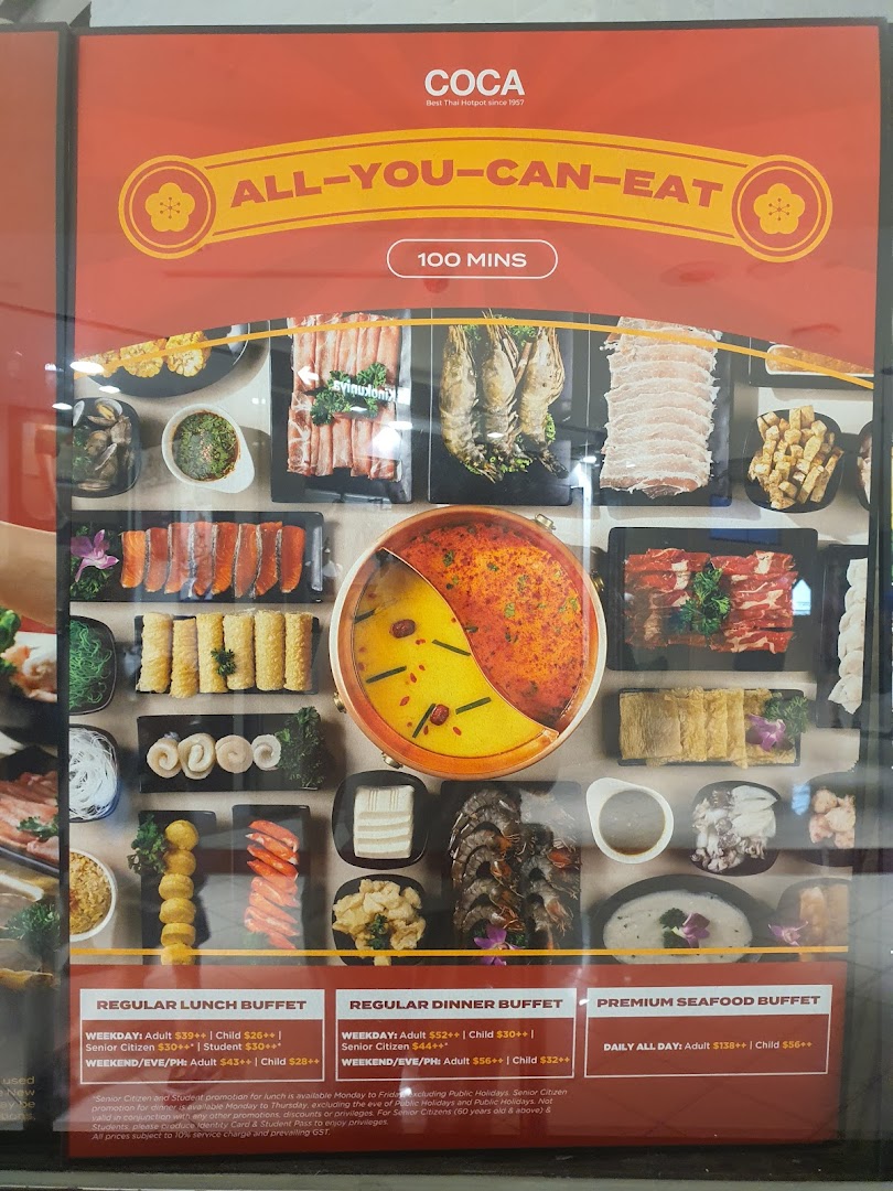 Menu page for COCA  Takashimaya S.C.