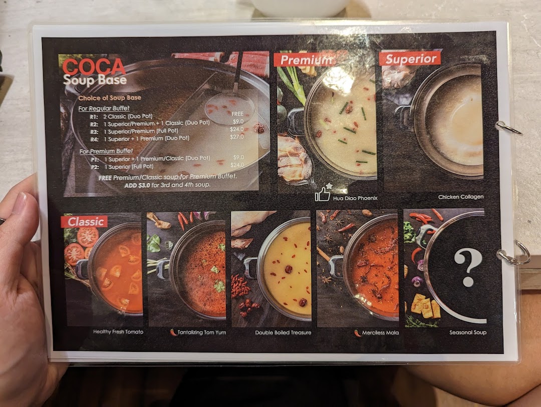 Menu page for COCA  Takashimaya S.C.