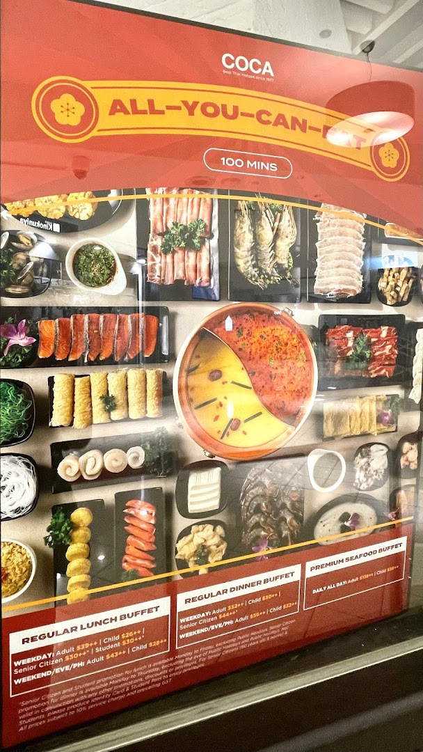 Menu page for COCA  Takashimaya S.C.