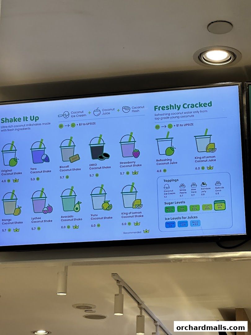 Menu page for Coconut Queen