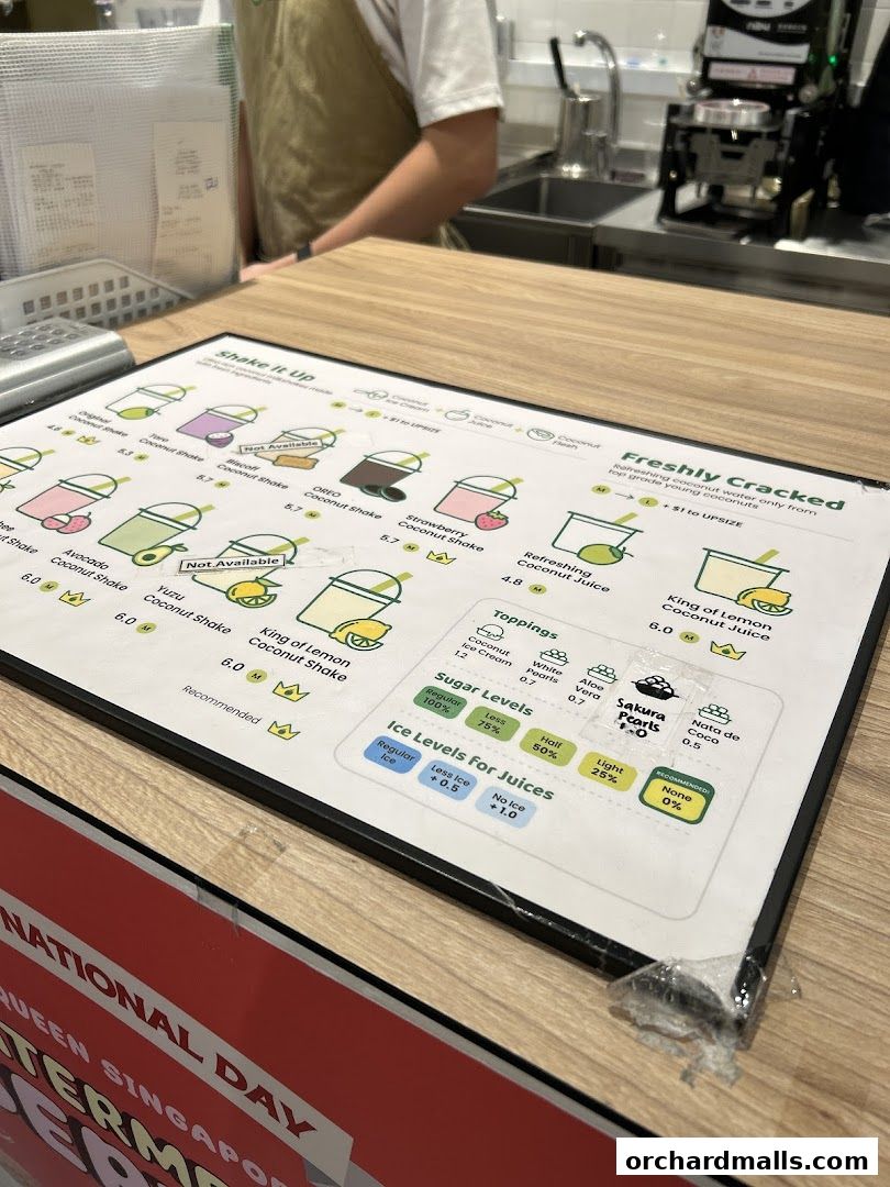 Menu page for Coconut Queen