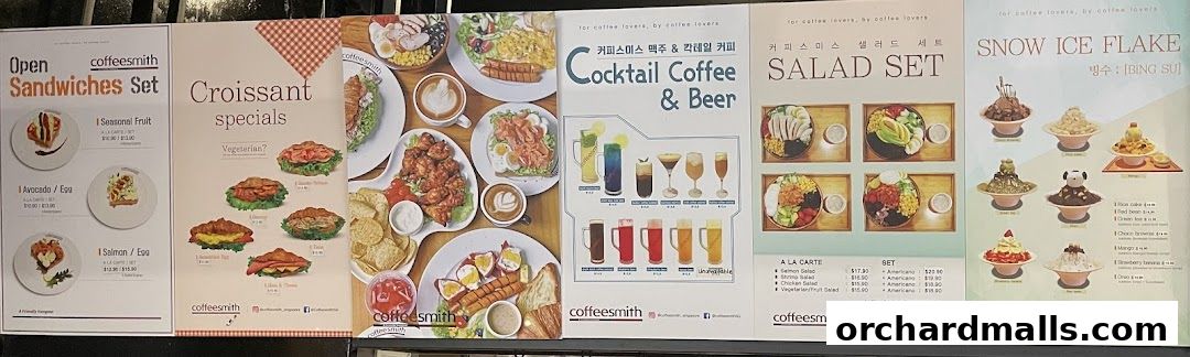 Menu page for Coffeesmith Orchard Gateway