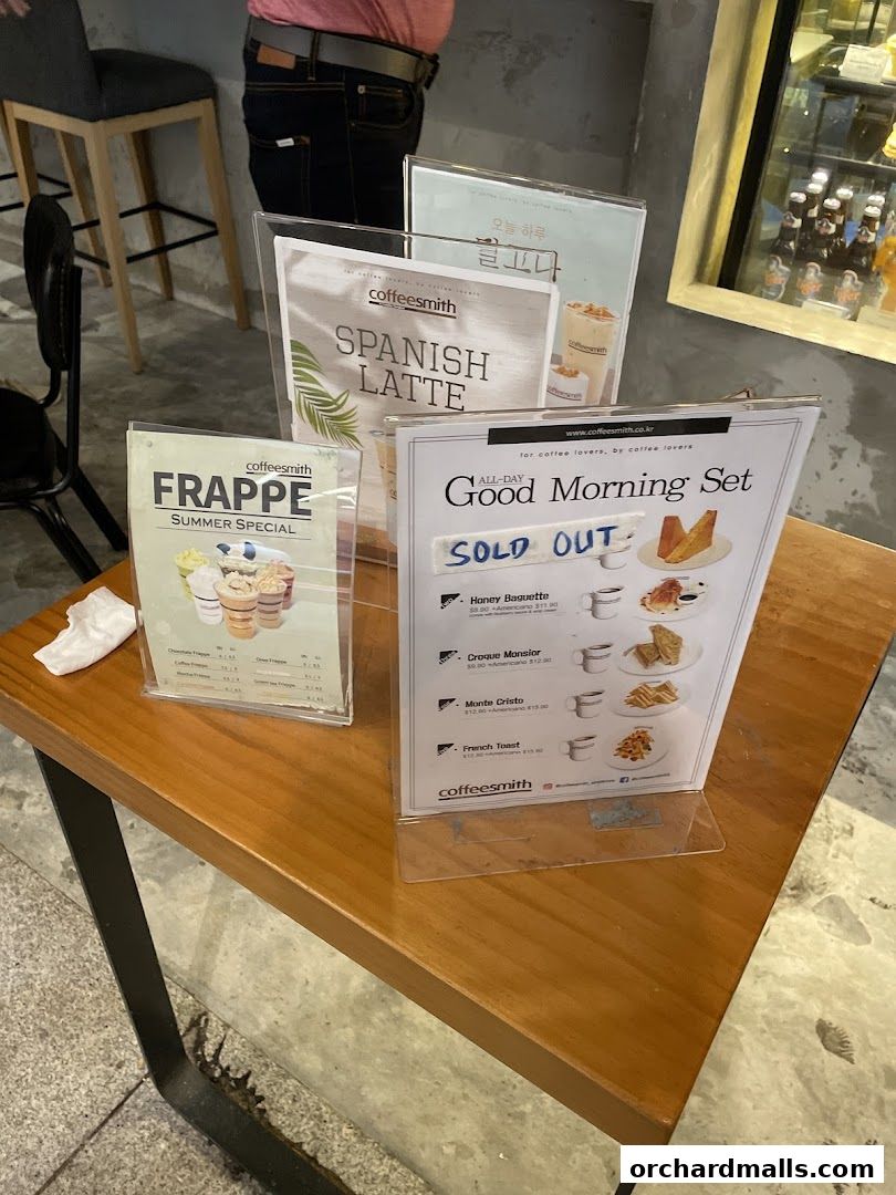 Menu page for Coffeesmith Orchard Gateway