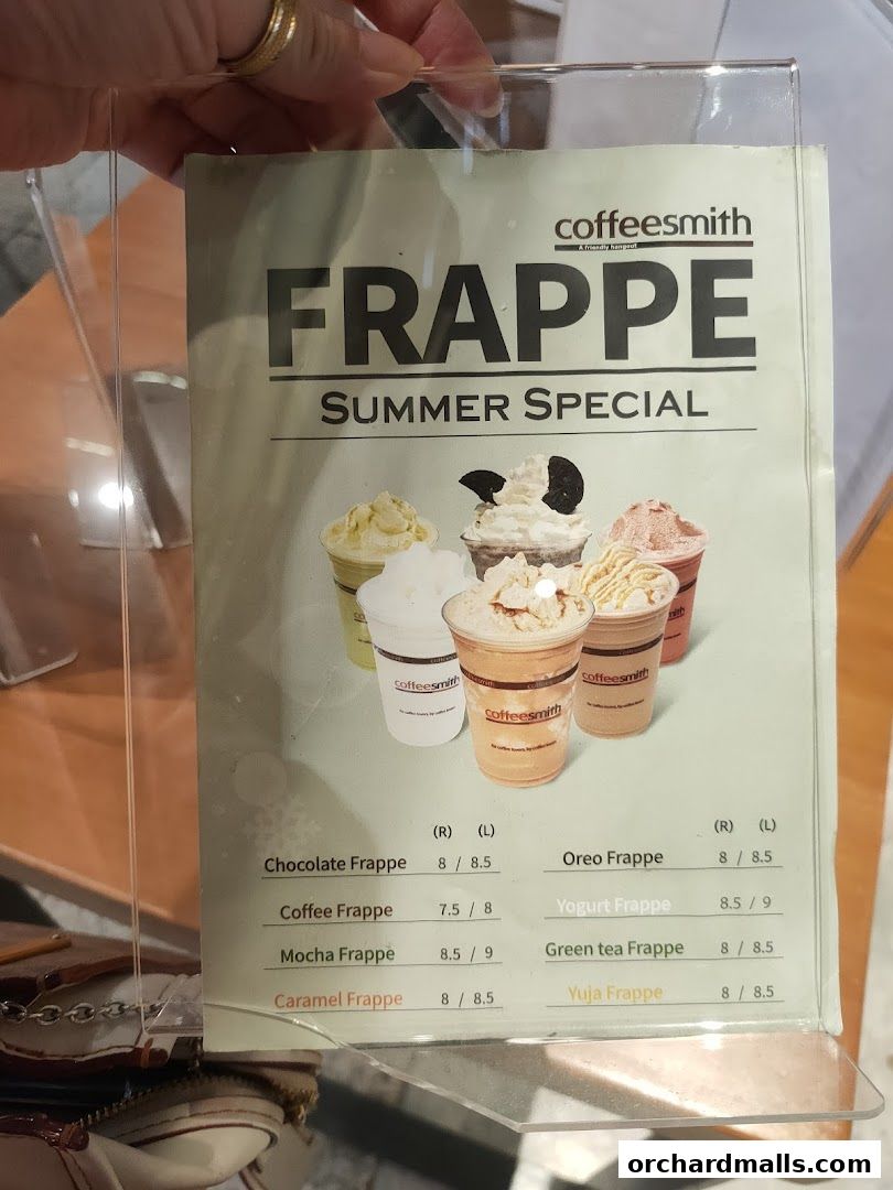 Menu page for Coffeesmith Orchard Gateway