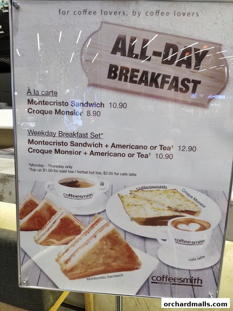 Menu page for Coffeesmith Orchard Gateway