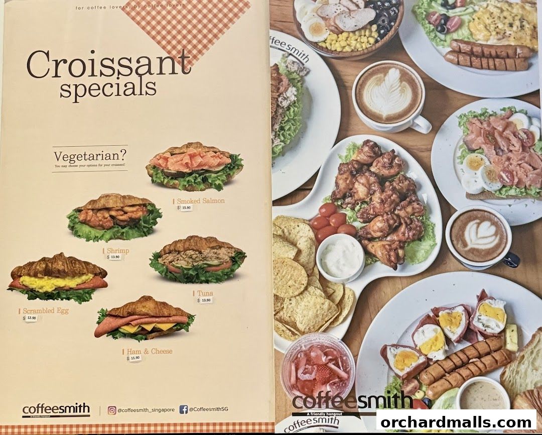 Menu page for Coffeesmith Orchard Gateway