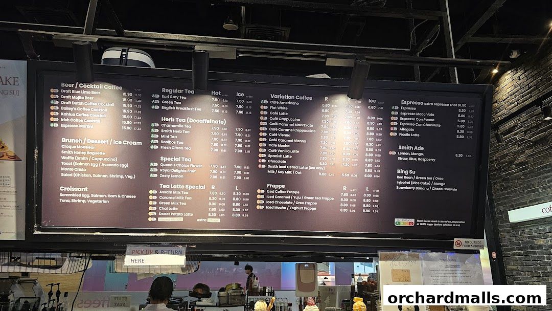 Menu page for Coffeesmith Orchard Gateway