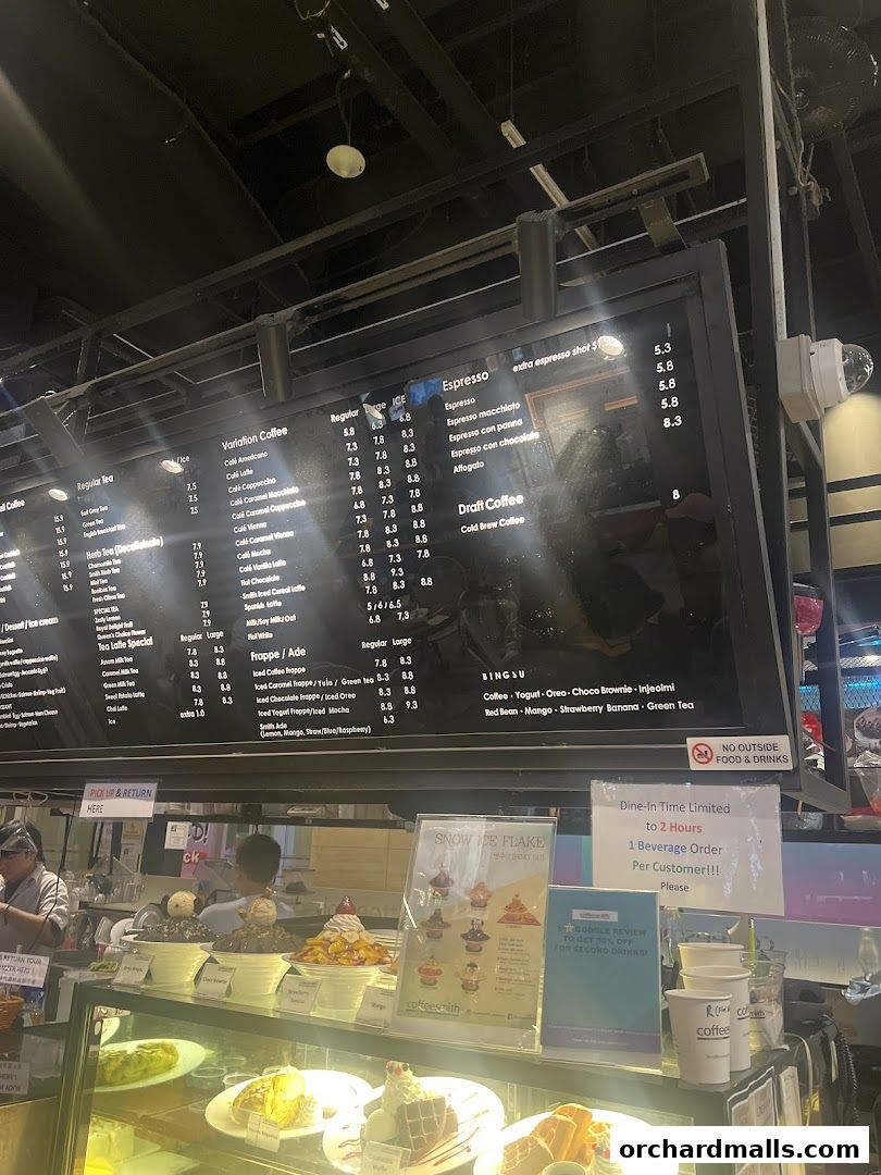 Menu page for Coffeesmith Orchard Gateway