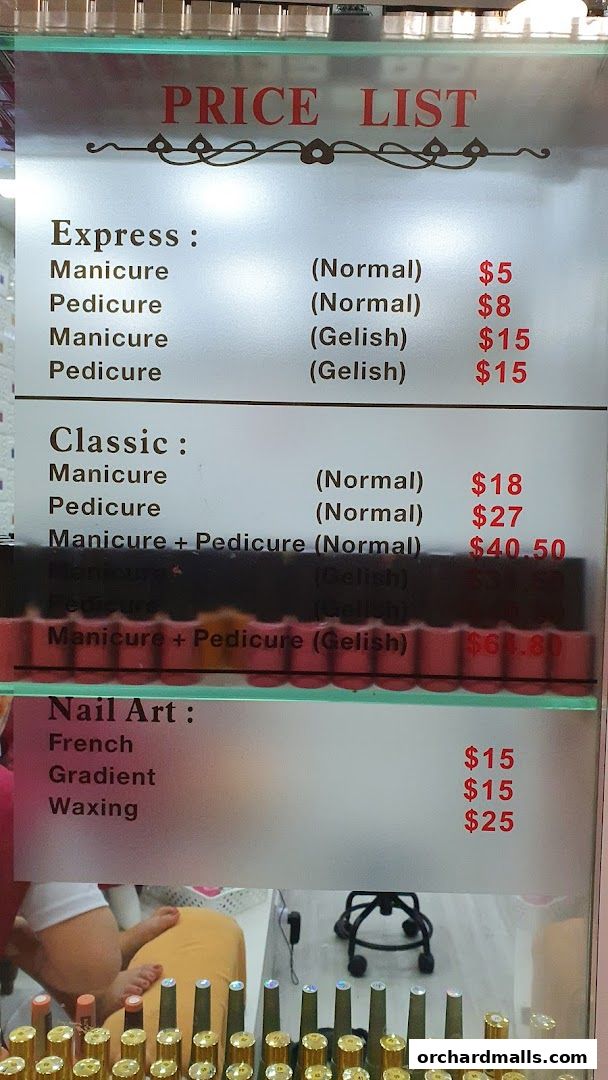 Menu page for Colour Workshop Nails