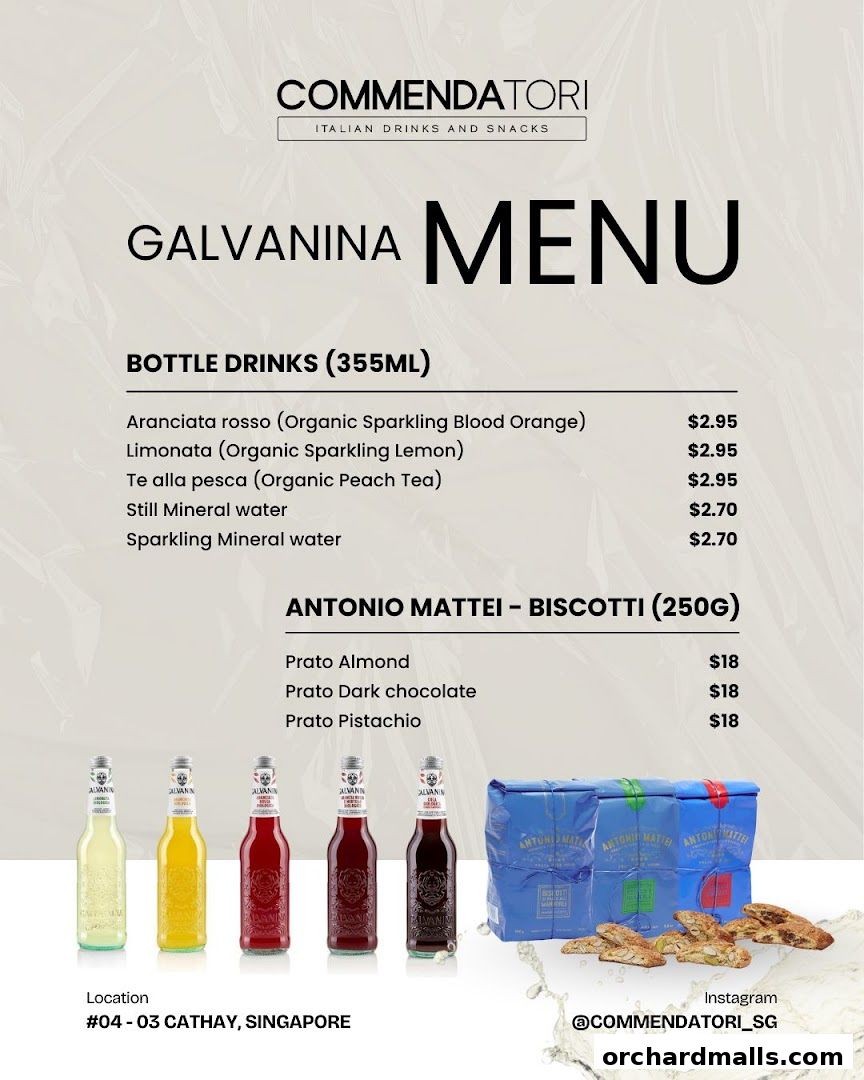 Menu page for Commendatori - Unmanned Italian Cafe