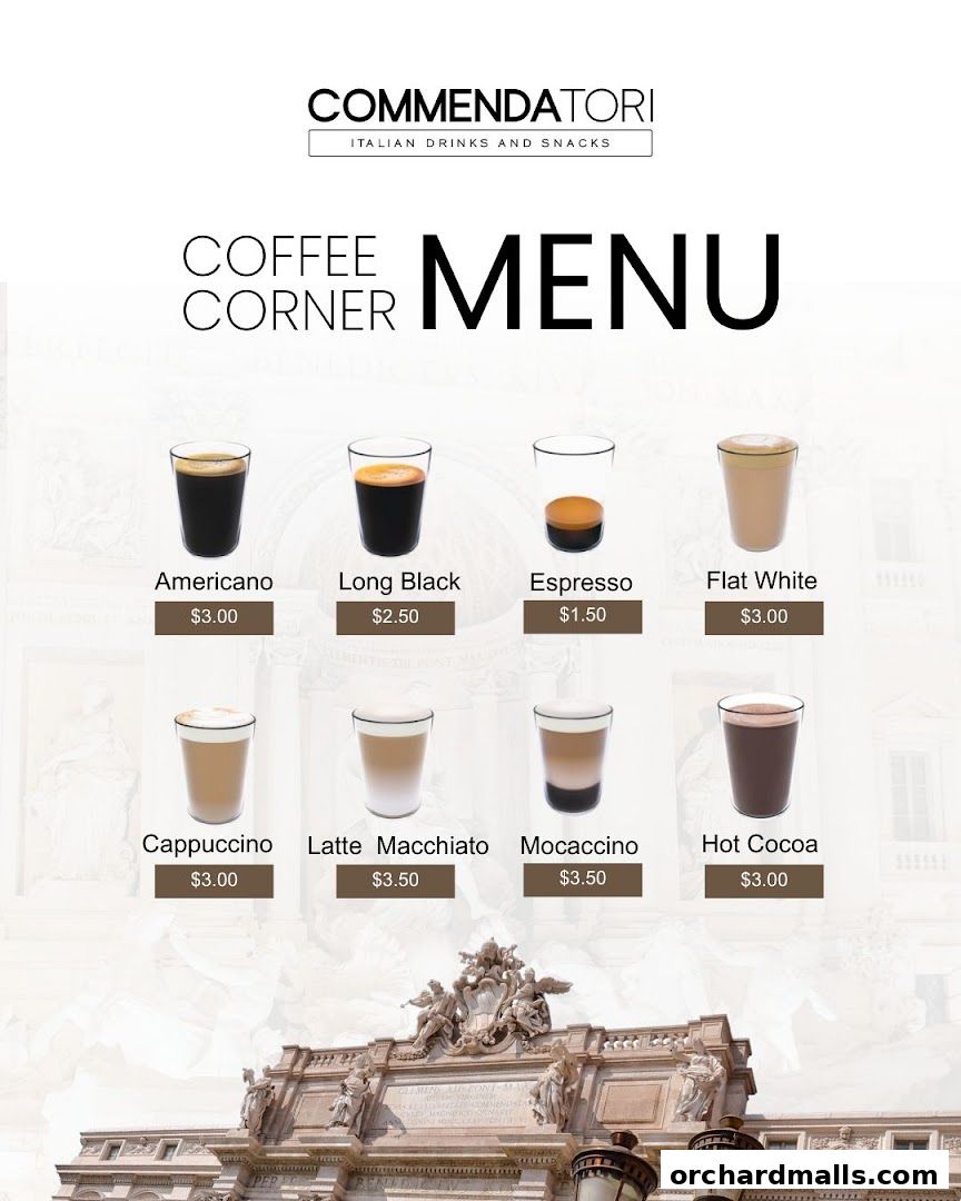Menu page for Commendatori - Unmanned Italian Cafe