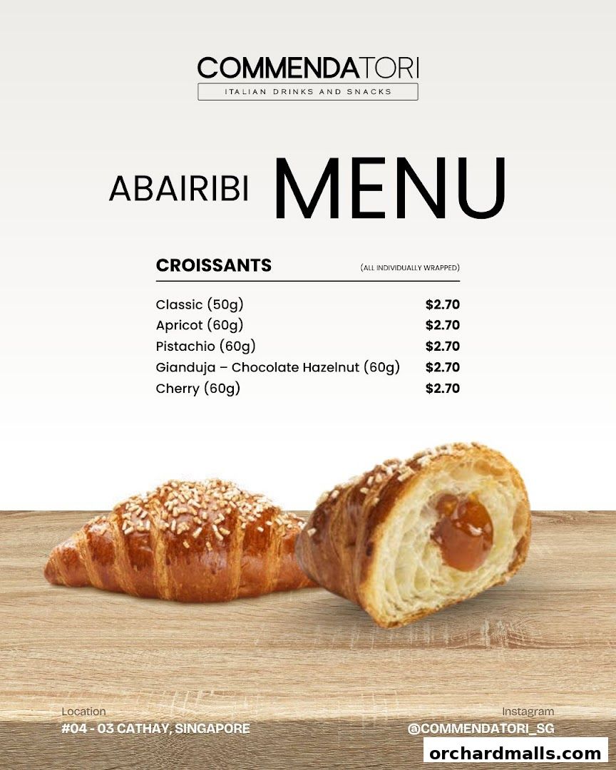 Menu page for Commendatori - Unmanned Italian Cafe