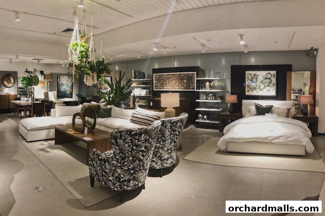 A beautifully staged living and bedroom set with modern furniture and decor.