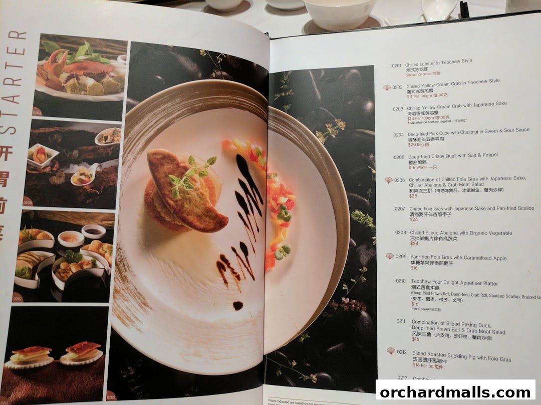 Menu page for Crystal Jade Golden Palace