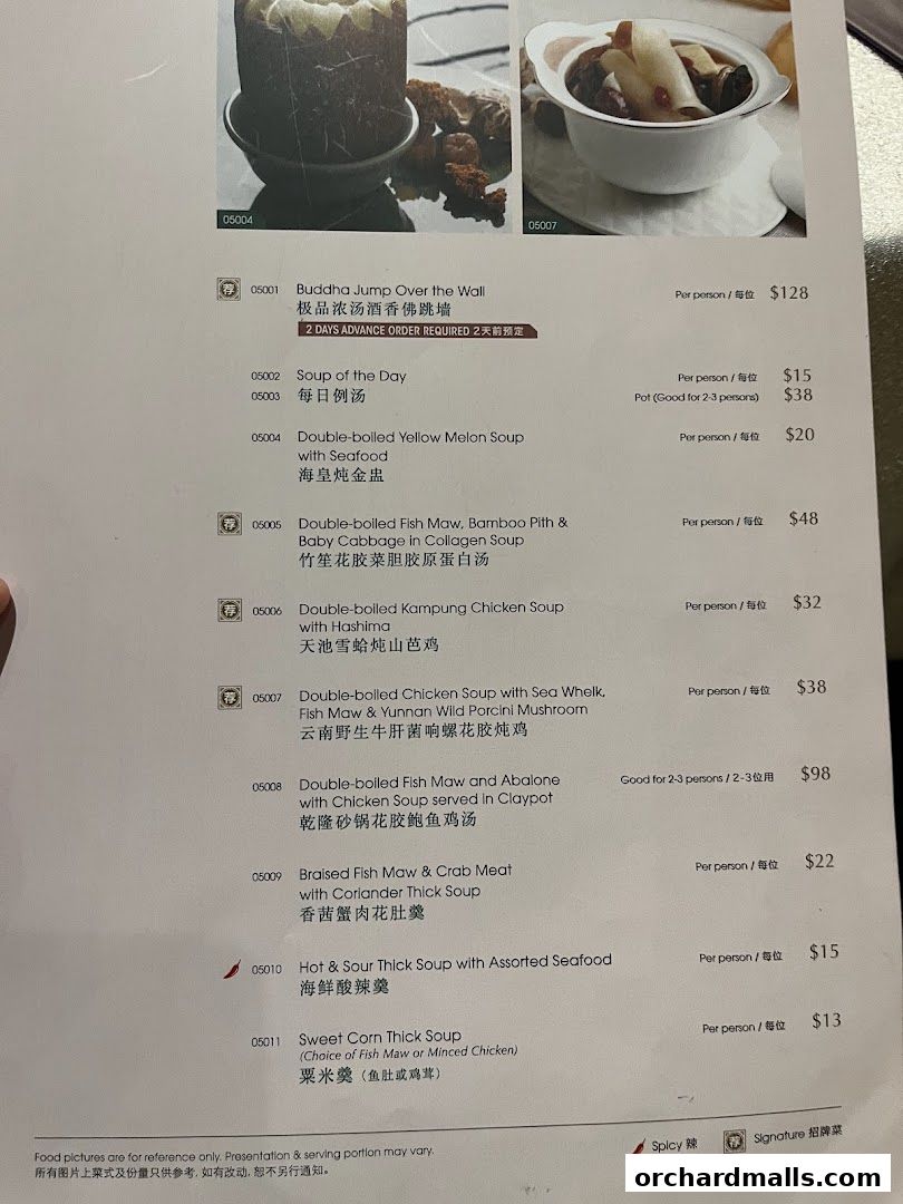 A menu from Crystal Jade Palace featuring various soups and their prices.
