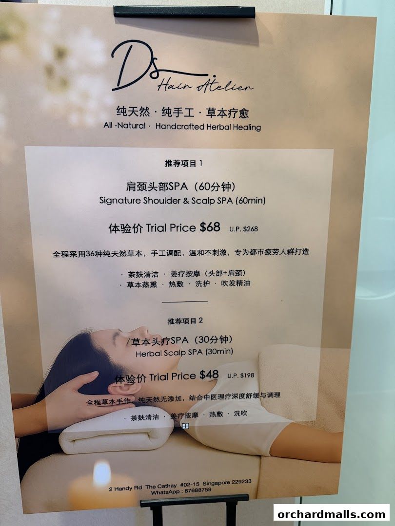 Menu page for DZ Hair Atelier