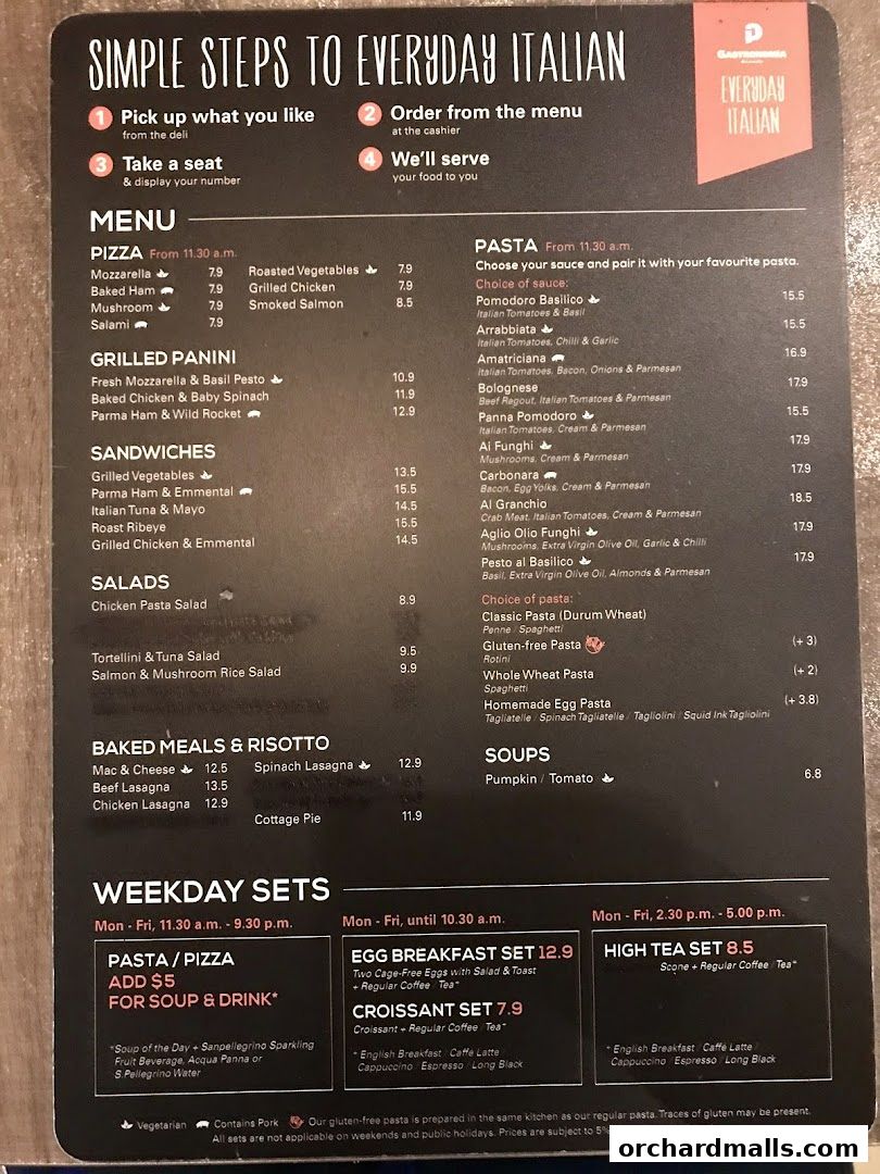 Menu page for Da Paolo Gastronomia - Orchard Paragon