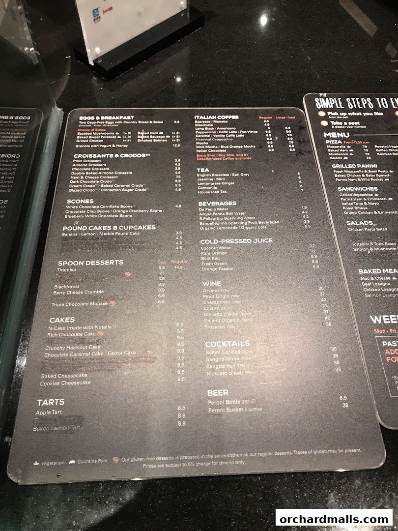 Menu page for Da Paolo Gastronomia - Orchard Paragon