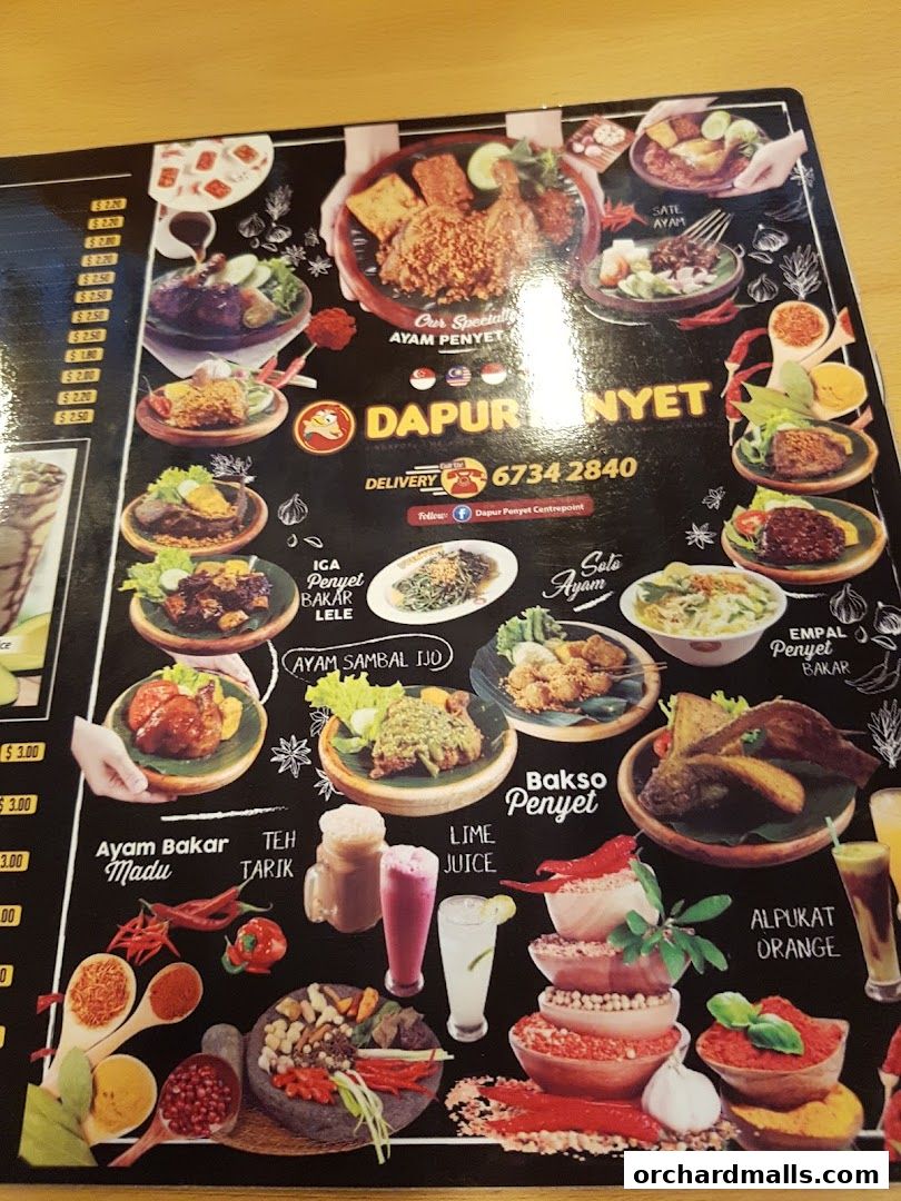 Menu page for Dapur Penyet  Centrepoint