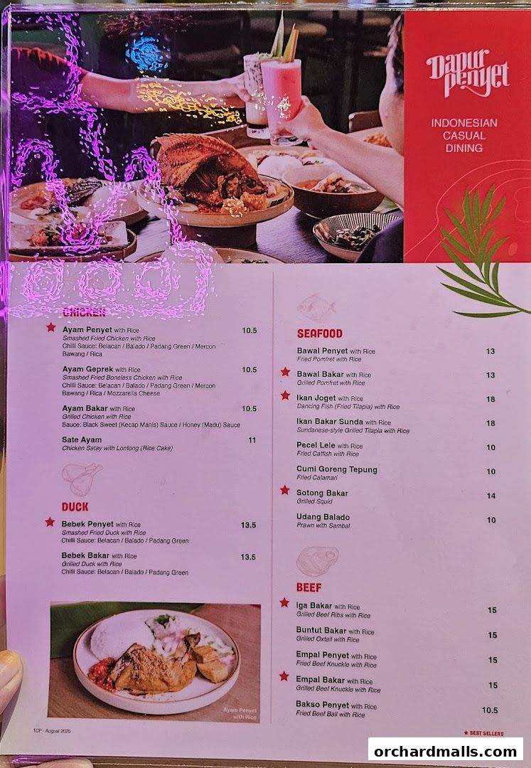 Menu page for Dapur Penyet  Centrepoint
