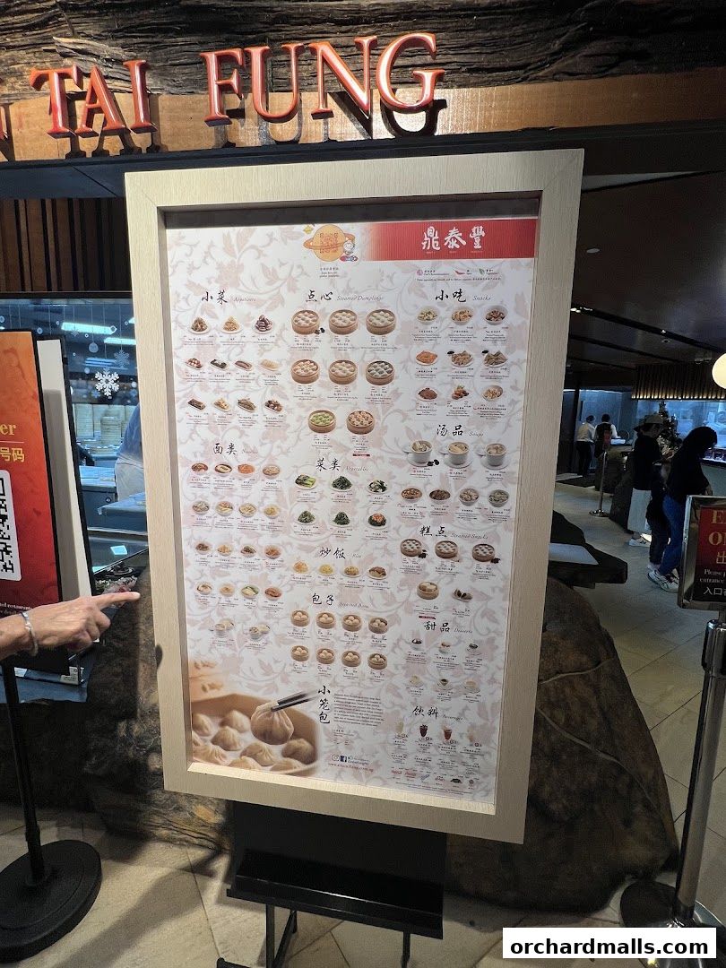 Menu page for Din Tai Fung