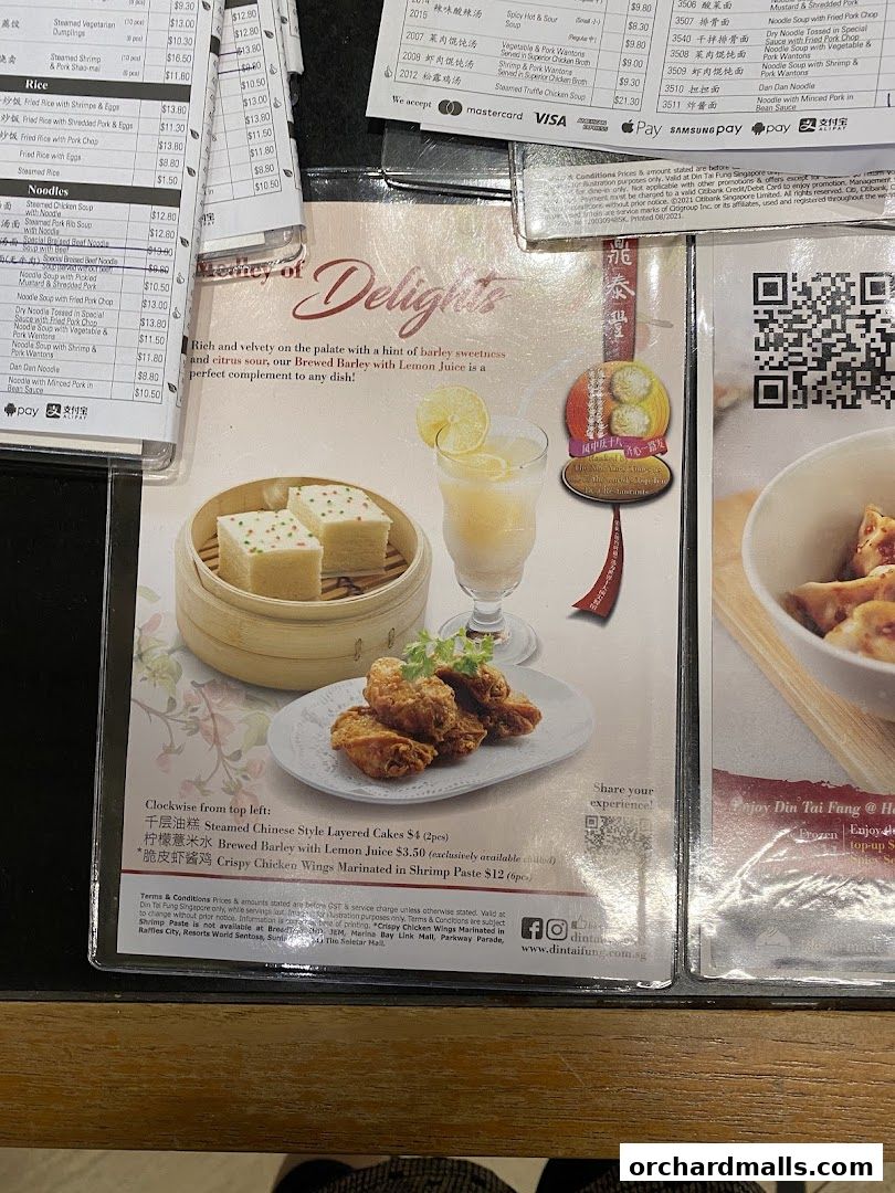 Menu page for Din Tai Fung