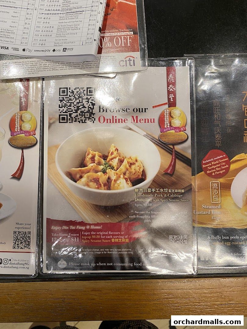 Menu page for Din Tai Fung