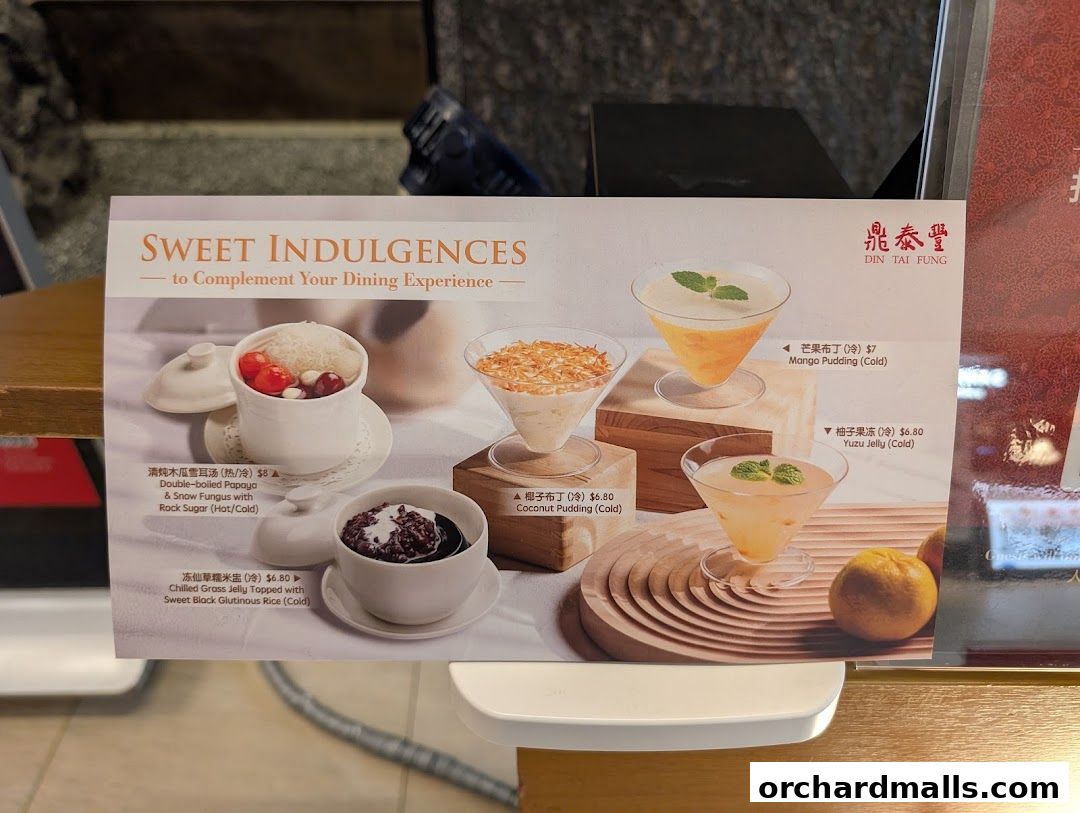 Menu page for Din Tai Fung