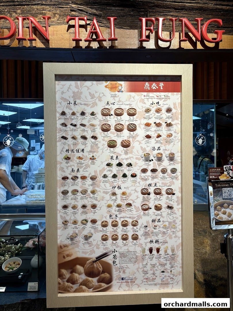 Menu page for Din Tai Fung