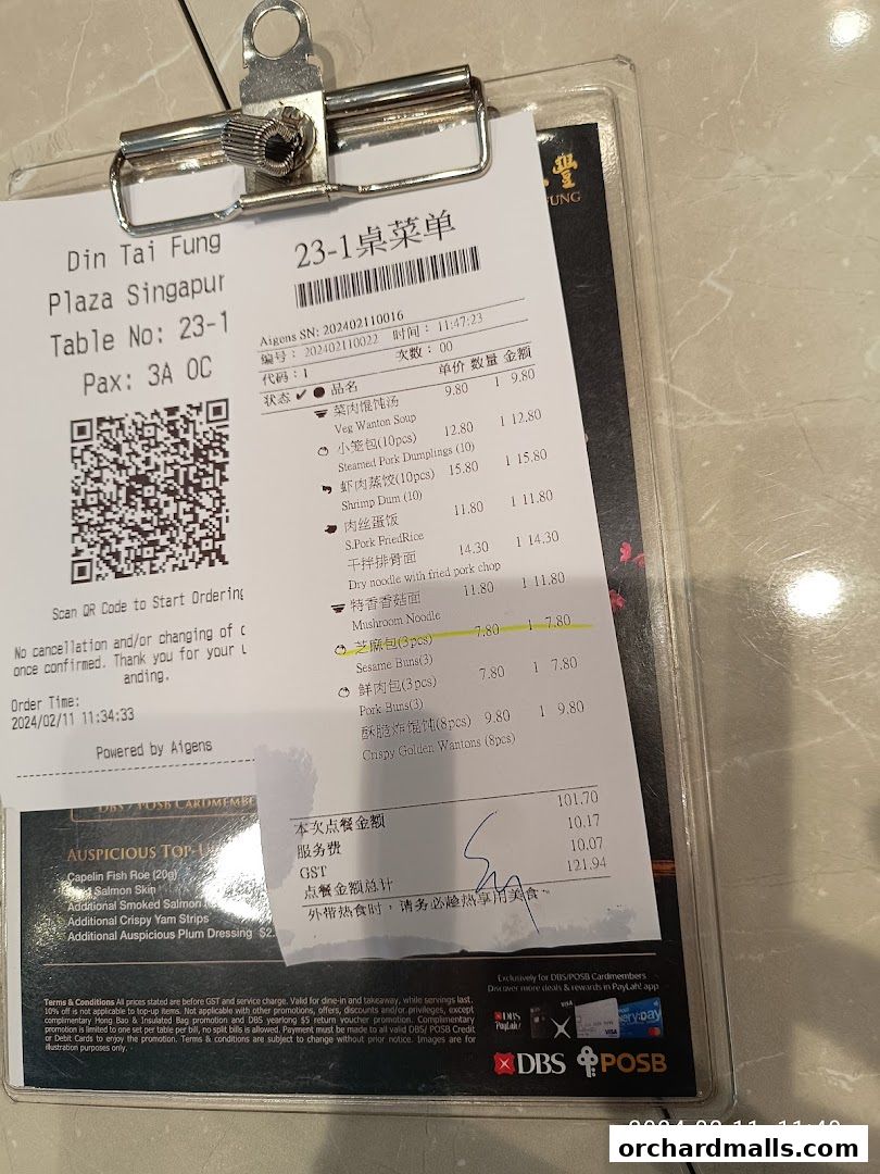 Menu page for Din Tai Fung  The Centrepoint