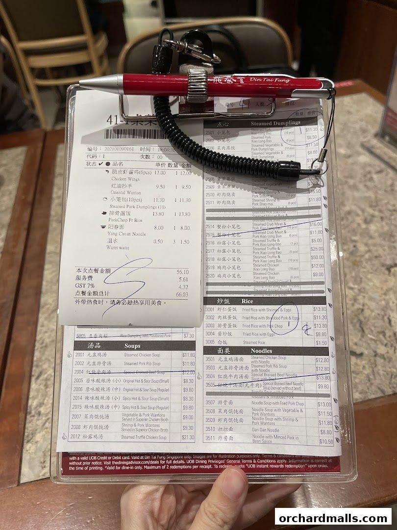 Menu page for Din Tai Fung  The Centrepoint