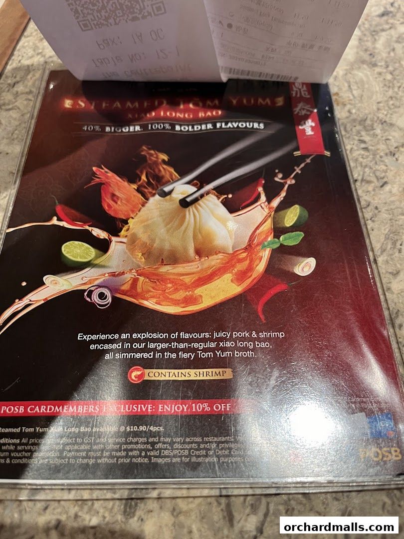 Menu page for Din Tai Fung  The Centrepoint
