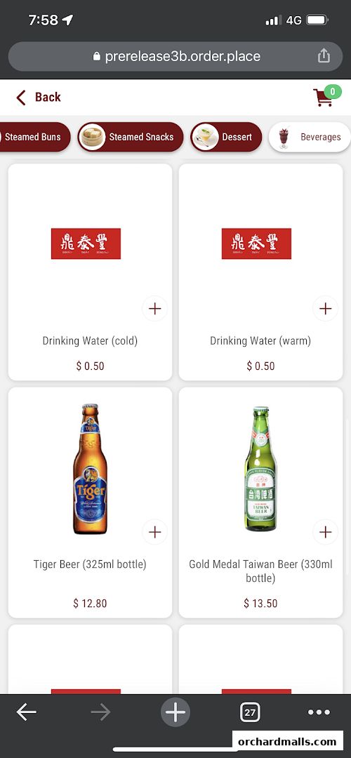 Menu page for Din Tai Fung  The Centrepoint