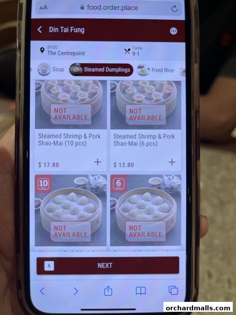 Menu page for Din Tai Fung  The Centrepoint