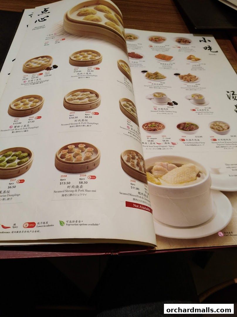 Menu page for Din Tai Fung  The Centrepoint